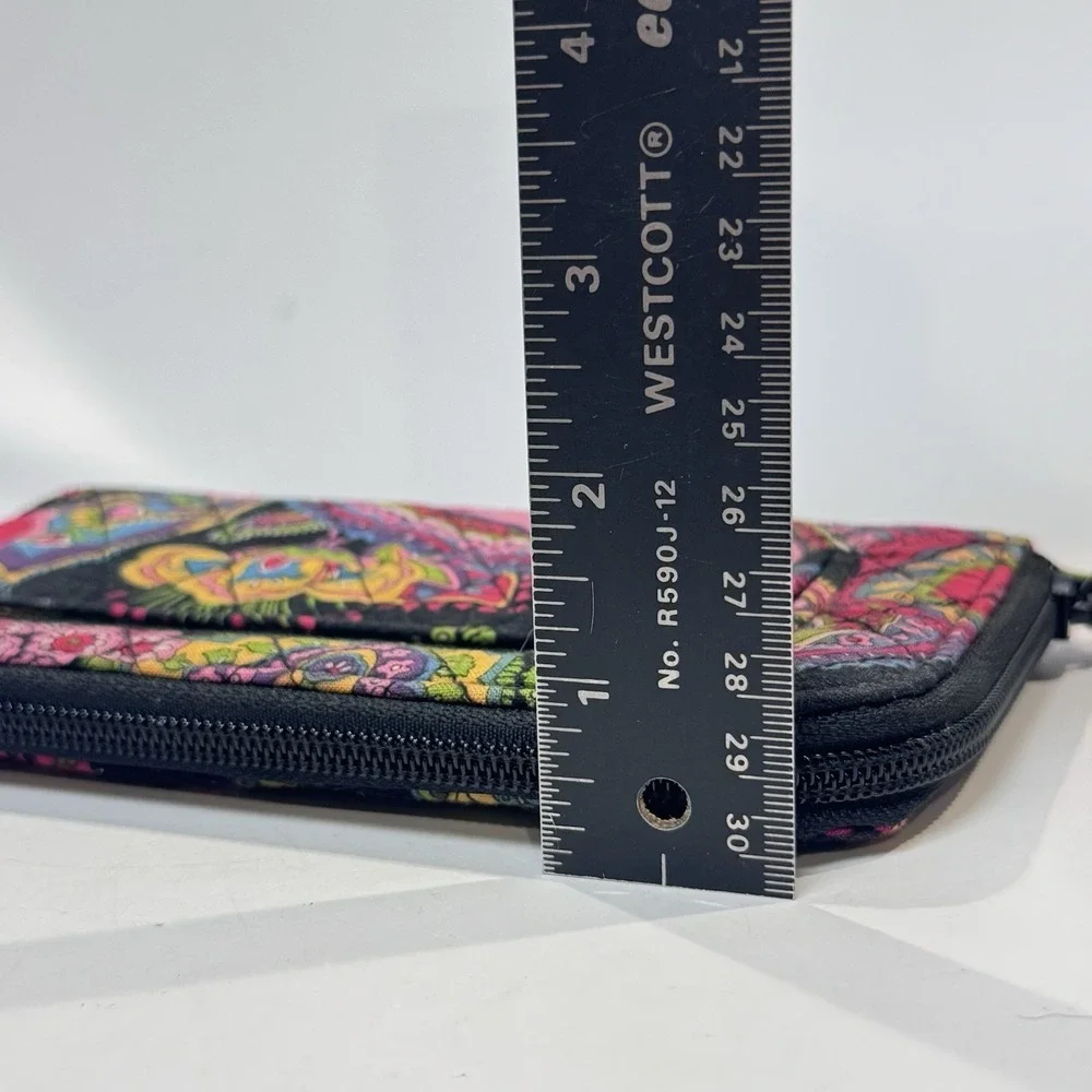 Vera Bradley Wristlet Wallet Quilted Black w Multi Color Paisley Symphony in Hue - Picture 10 of 10